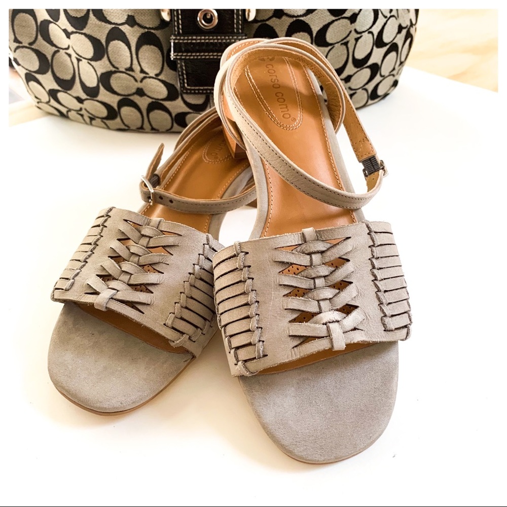 CORSO COMO GRAY SOFT LEATHER SANDAL SZ 8 NWOT